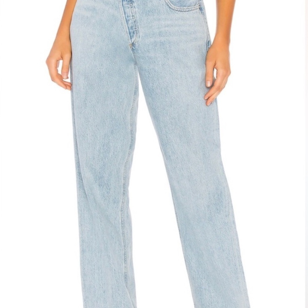 Agolde High Rise Relaxed Straight Jeans in Light Blue Wash - Picture 3 of 8
